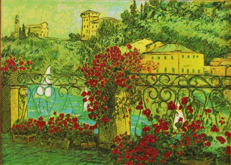 Michele Cascella ( Ortona 1892 – Milano 1989) Portofino terrazza Dim. 30x40...