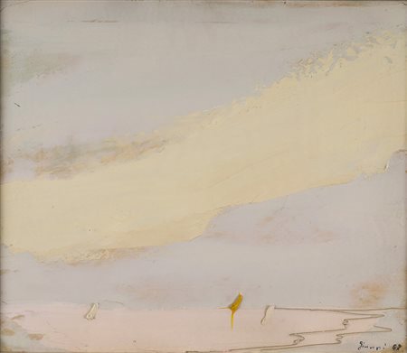 PIERO GIUNNI 1912 - 2000 Laguna al tramonto, 1967 Olio su tela, cm. 50 x 60...