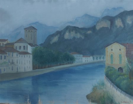 LILLONI UMBERTO (Milano 1898 - Milano 1980) "Lago di brivio" 1937 Olio su...
