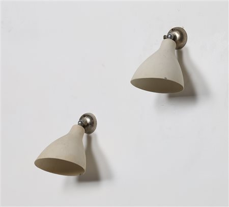 SARFATTI GINO (1912 - 1985) Coppia di lampade da parete in metallo laccato e...