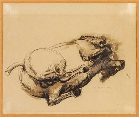 MARINO MARINI (1901 - 1980) Cavallo 1930 c. Disegno, china e tempera su carta...