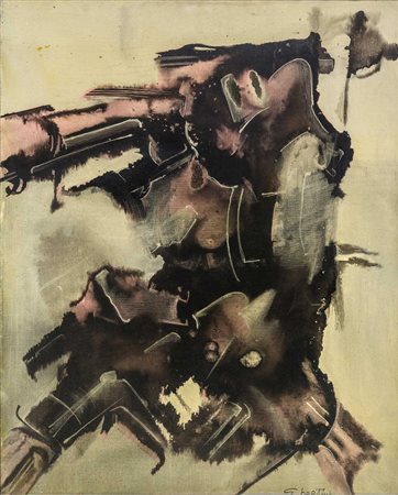 GIANNI BERTINI (1922 - 2010) Fuga di Friso 1957 Olio su tela 81 x 65 cm...