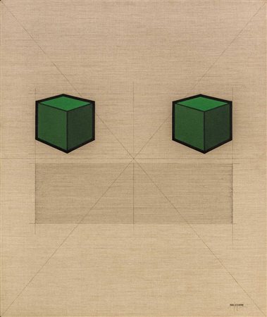 TINO STEFANONI (1937 - 2017) I cubi verdi Anni '70 Acrilico su tela 95 x 80...