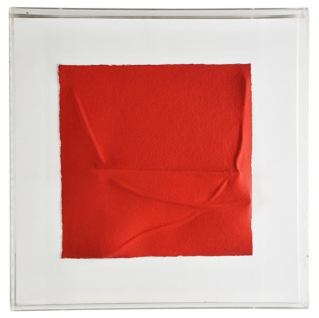 Bonalumi Agostino, Rosso estroflessione su carta, cm 30x30 sul fronte: firma...