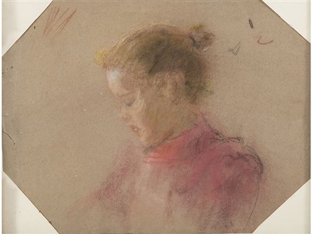 Anonimo (XIX secolo) Giovinetta 37x50 cm Pastello su carta