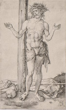 Albrecht Dürer Schmerzensmann mit erhobenen Händen, um 1500;Kupferstich, 11,4...