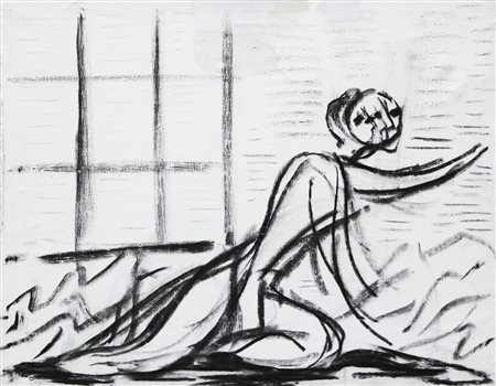 GUIDI VIRGILIO (1891 - 1994) Figura nello spazio. 1956. Carboncino su tela....