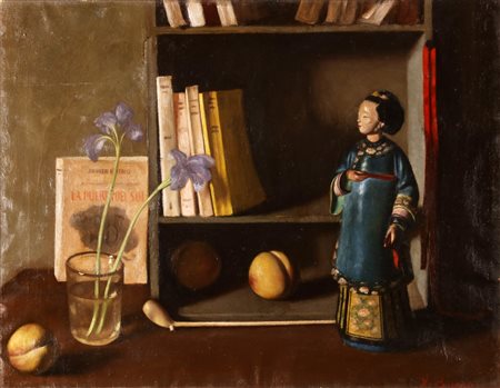 BUENO XAVIER (1915 - 1979) La bambola cinese. 1942. Olio su tela . Cm 61,50 x...