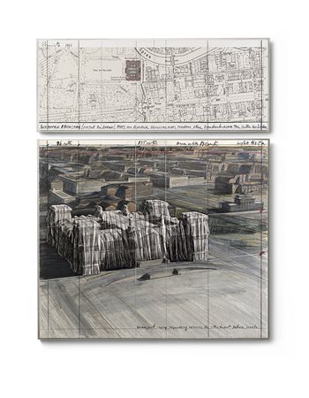 Christo (Gabrovo 1935)"Wrapped Reichstag (Project of Berlin)" 1986matita,...