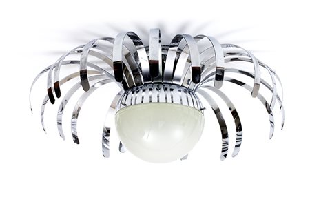 MANIFATTURA ITALIANA Lampada “ragno” in lamelle di metallo cromato e...