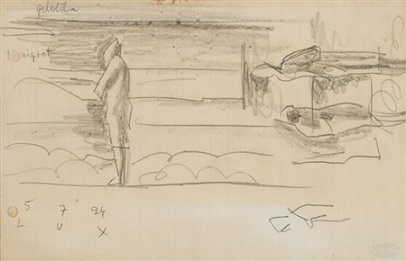 Lyonel Feininger (New York 1871 - 1956)"Figure on the Shore" 1924matita su...