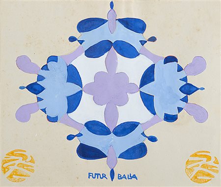 GIACOMO BALLA (1871 - 1958) Motivo decorativo blu e azzurro per ricamo, 1920...