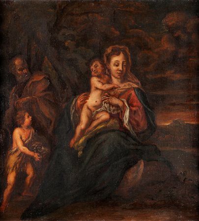 ARTISTA DEL XVII SECOLO Madonna con Bambino, San Giovanni Battista e San...