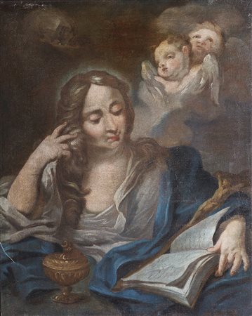 ARTISTA DEL XVII SECOLO Maria Maddalena. Olio su tela . Cm 59,00 x 73,00. ....