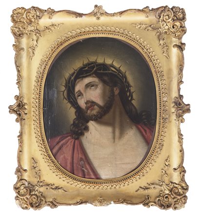 ARTISTA DEL XVIII SECOLO Cristo. Olio su tela . Cm 55,50 x 68,50. In cornice...