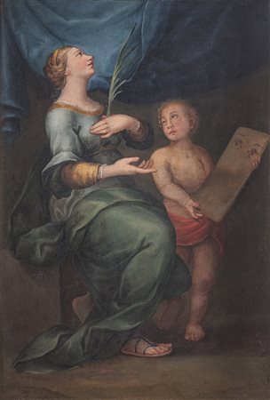 ARTISTA DEL XVIII SECOLO Santa Lucia. Olio su tela . Cm 82,00 x 123,50.