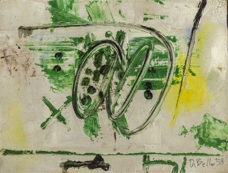 BRUNO DI BELLO (1938) Senza titolo 1958 Olio su tela 18,5 x 24 cm Firmato e...