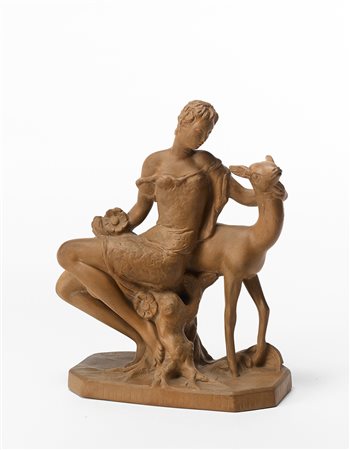 Mario Bandini (1908 - 1979)"Diana con cerbiatto"Scultura in terracotta....