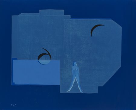 FRANCO BORGA (1937)Cleu + celeste + blu, 1971Olio su telacm 50x60Firma e...
