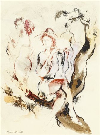 FRANCO MURER (1952)Senza Titolo, 1987China e acquerello su cartacm 40x30Firma...