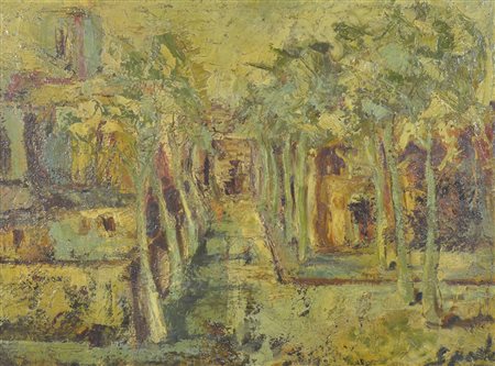Pittore del '900 "Ingresso alla Villa" cm. 57x77 - olio su tela