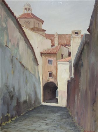 Guglielmo Grubissa Pola 1908-Trieste 1983 "Via delle Scuole" cm. 80x60 - olio...