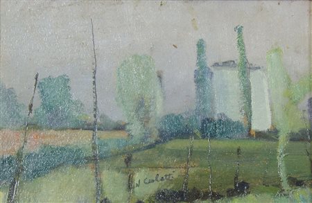 Nando Coletti 1907-1979 "Paesaggio" cm. 14x20 - olio su cartone Firmato al...
