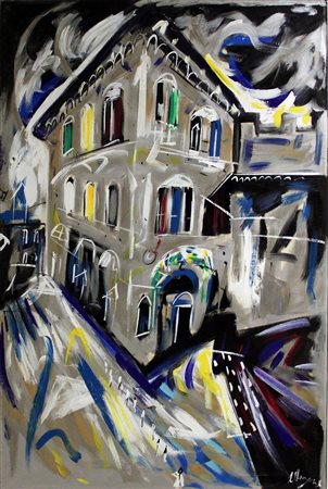 ALFONSO MANGONE Firenze olio su tela cm. 150x100