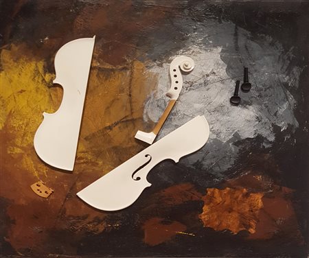 FABRIZIO TROTTA Senza titolo violino su lamina e acrilico cm. 70x70