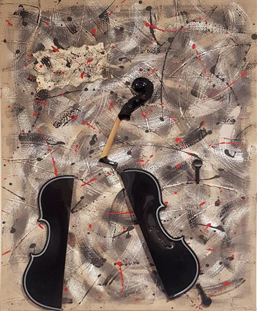FABRIZIO TROTTA Senza titolo violino su lamina e acrilico cm. 80x60
