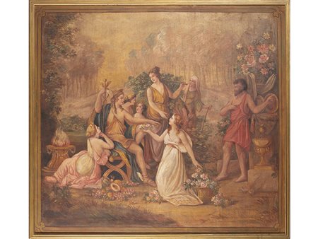Anonimo (XIX secolo) Scena mitologica 179x197 cm Olio su tela