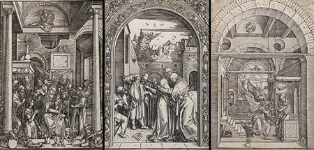 Lotto composto da tre xilografie di Albrecht Durer (Norimberga 1471-1528)...