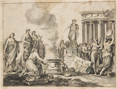 Antonio Zucchi (Venezia 1726 - Roma 1795)(attr.)SacrificioPenna, inchiostro...