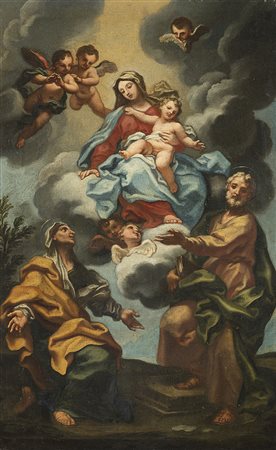 Scuola napoletana del secolo XVIIIMadonna con Bambino in gloria tra i santi...