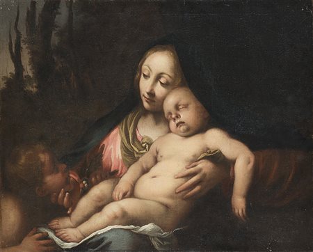 Scuola lombarda del secolo XVIIMadonna con Bambino dormiente e San...