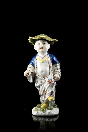 Manifattura di Meissen, secolo XVIII. Figura di ragazzo cinesino in...