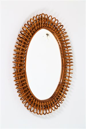 BONACINA 1889 Specchio da parete in midollino, anni 50. -. Cm 46,00 x 60,00 x...