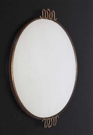 BORSANI OSVALDO (1911 - 1985) Specchio da parete in ottone, metallo laccato e...