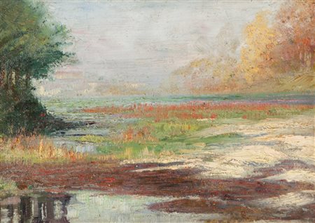 FILIPPO VACCHETTI (1873-1945) Paesaggio lacustre 1919olio su cartone cm...