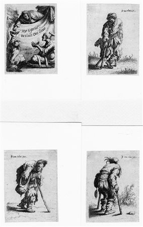 Jan Joris Van Vliet FIGURE DI MENDICANTI. 1632 Serie di 8 acqueforti. mm...