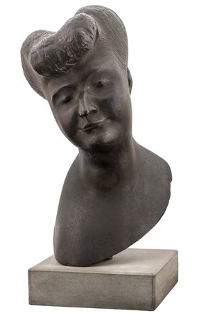 EMILIO GRECO (1913 - 1995) Testa di donna 1952 Scultura in bronzo con patina...