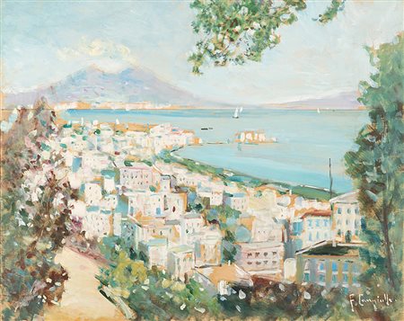 Francesco Cangiullo (Napoli 1884 - Livorno 1977)"Scorcio di Napoli con il...
