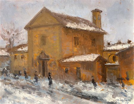Mario Borgiotti (Livorno 1906 - Firenze 1977)"Neve alla Abbadesse (Chiesa dei...