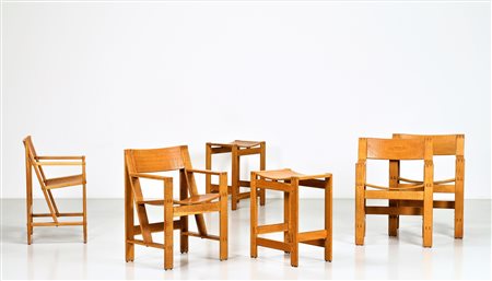 RIVADOSSI GIUSEPPE (n. 1935) Gruppo di quattro sedie e due sgabelli. -. ....