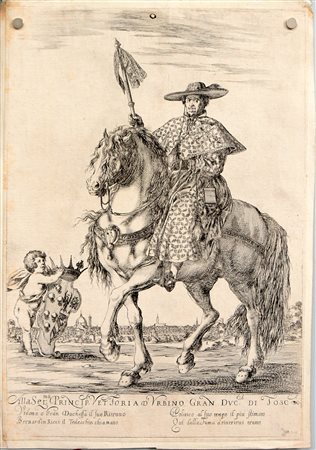 Stefano della Bella (Firenze 1610-1664) "Ritratto equestre di Bernardino...