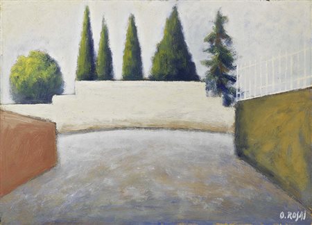 Ottone Rosai, Firenze 1895 - Ivrea (To) 1957, Il muro bianco, 1954, Olio su...