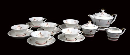 GIÒ PONTI - RICHARD GINORI Servizio da tè composto da 15 pezzi dipinto a...