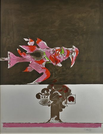 GRAHAM VIVIAN SUTHERLAND, Due forme, Litografia a colori Anno 1974 Dim. 65x50...
