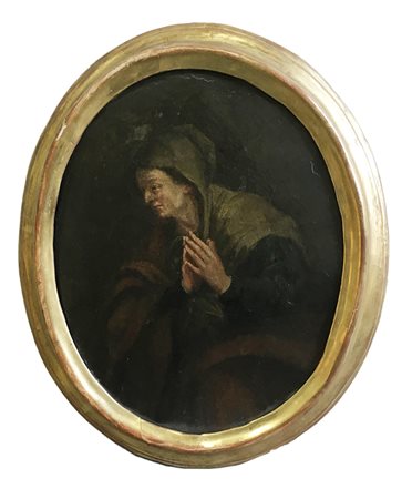 Scuola degli inizi del secolo XVIII "Sant’Anna" olio su tela, in ovale (cm...