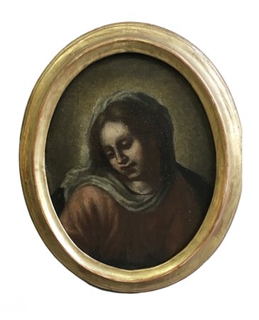Scuola degli inizi del secolo XVIII "Madonna" olio su tela, in ovale (cm...